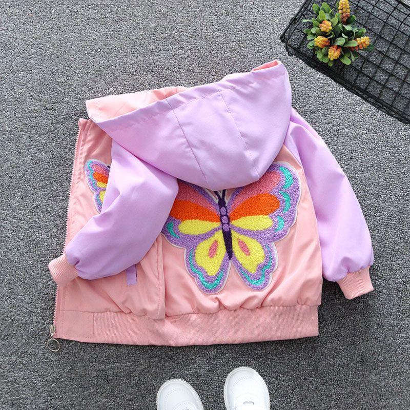 Girl's Spring and Fall Jacket Middle and Big Children Hooded Sports Jacket