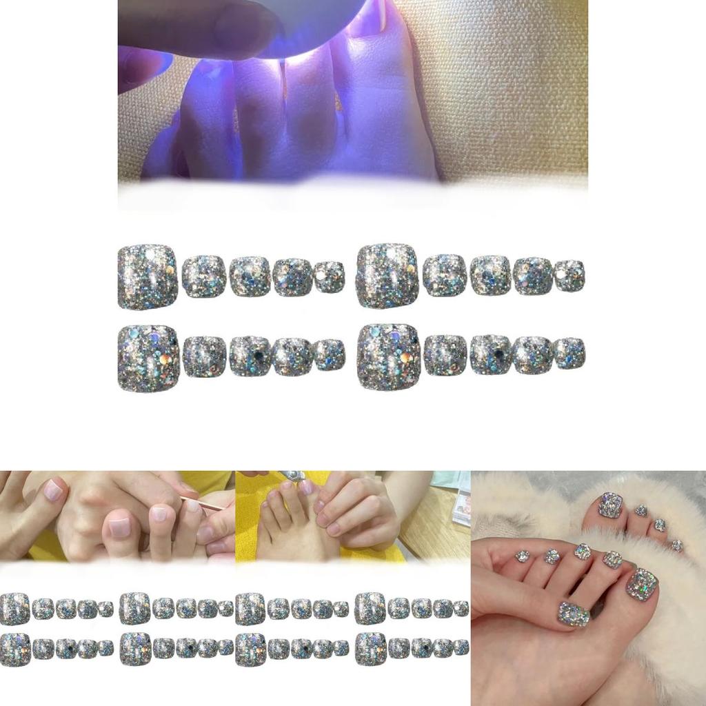 Блестящие наклейки для дизайна ногтей на ногах в стиле гелевого клея для женщин