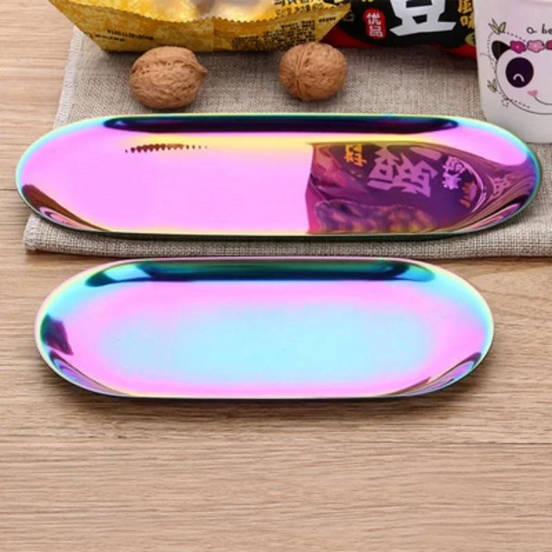 Бытовые столовые принадлежности 1 шт. Металлический поднос Золото Нержавеющая сталь Подносы для хранения Декоративные украшения Креативная мебель Домашний декор