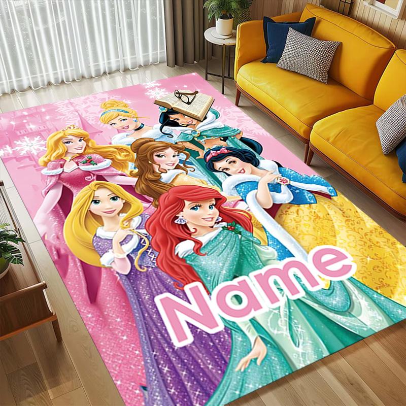 Personalized Name Princess Fantasy Living Room Non-Slip Area Rug Soft Carpet for Bedroom Kids Playroom Sofa Office Home Decor Doormat