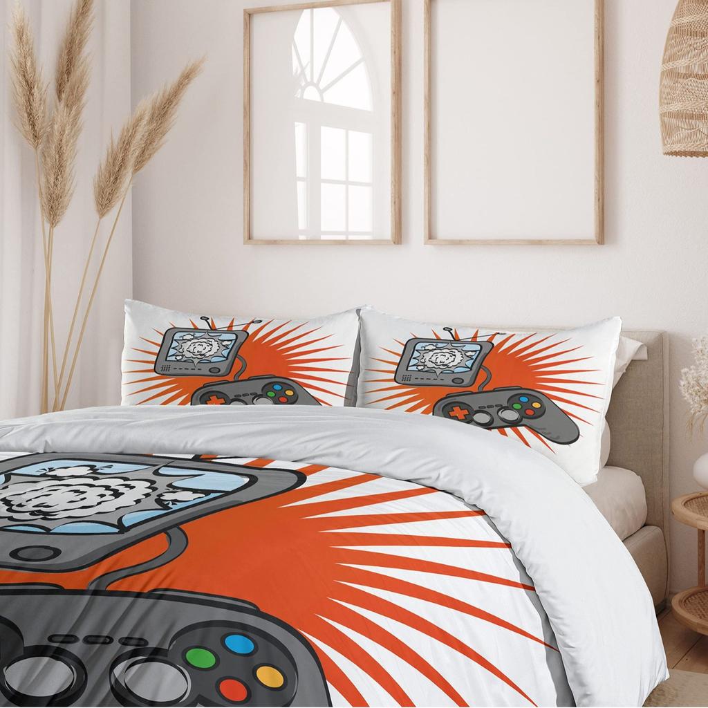 Gamepad Three-Piece Quilt Cover Digital Printing Bedding Set Game Theme Bed Cover
