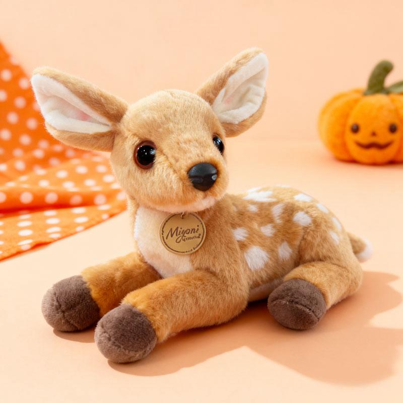 Simulation Lying Posture Deer Plush Doll Lovely Fluffy Tawn Cartoon Stuffed Animal Toy Gifts For Girl
