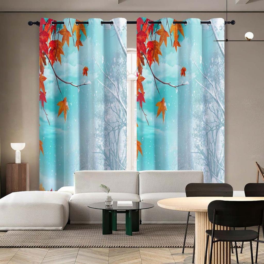 Шторы Дверные шторы Рождественские солнцезащитные шторы Затемняющие шторы из ткани Цифровая печать Снеговик Перфорированные