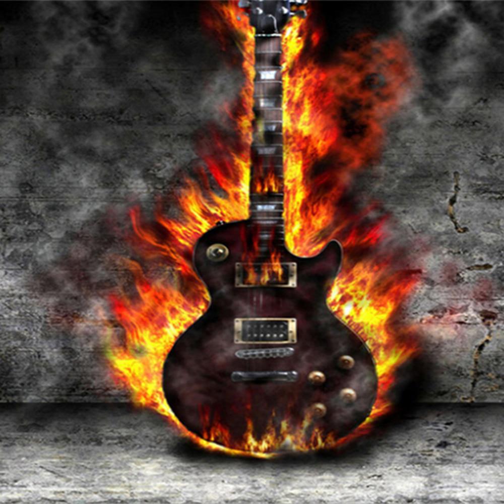 Рукоделие алмазная живопись огонь гитара горный хрусталь вышивка крестиком ремесла Алмазная вышивка украшение дома подарок