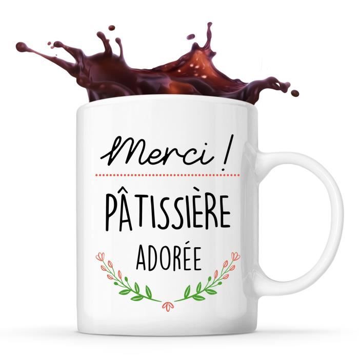 Mug - Merci Pâtissière Adorée - Céramique - 325 ml - Résistant Lave-vaisselle & Micro-onde
