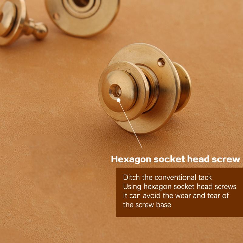 1 шт. Латунный замок для сумки, пружинная пряжка, чехол, металлическая вставка, замок, круглая головка, декор, DIY аксессуары, фурнитура для кожаных изделий