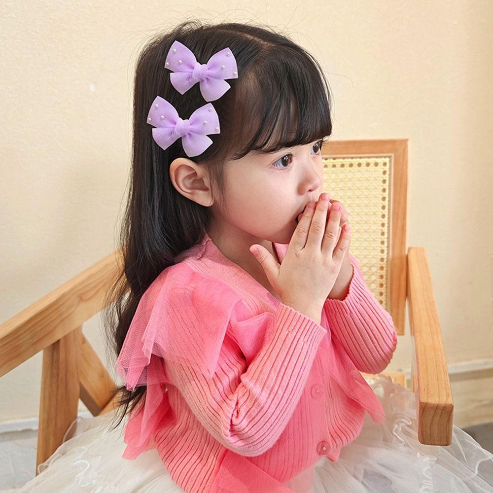 2 шт./набор заколки-банты для волос с искусственным жемчугом, многоцветные головные уборы, новые боковые заколки