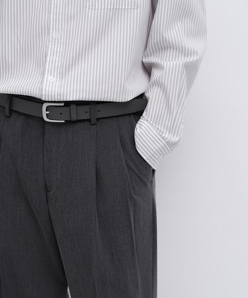 MUSINSA STANDARD Real Wide Hidden Banding Slacks [Medium Gray]