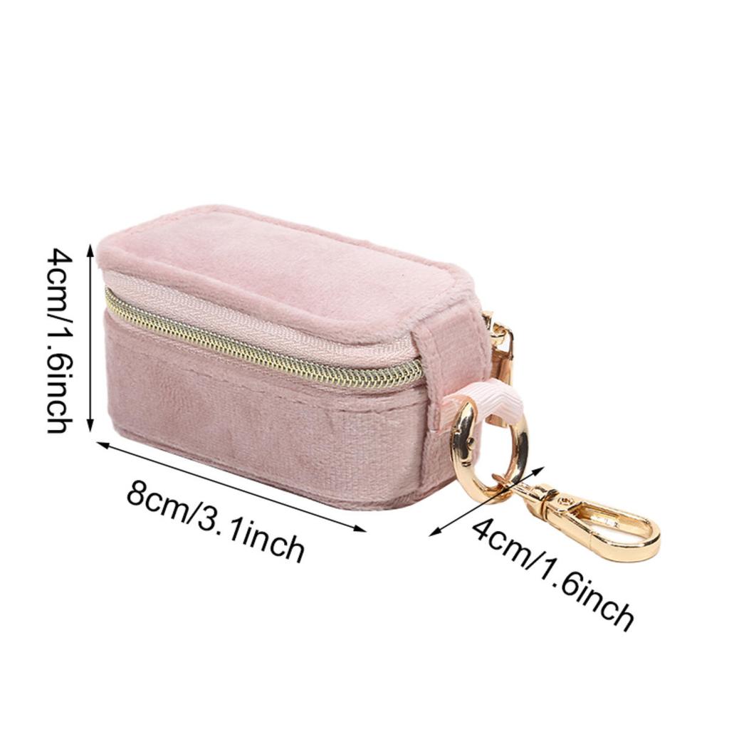 Mini Portable Jewelry Box with Keychain Earrings Necklace Ring Storage Box Velvet Travel Organizer Jewelry Case Hanging