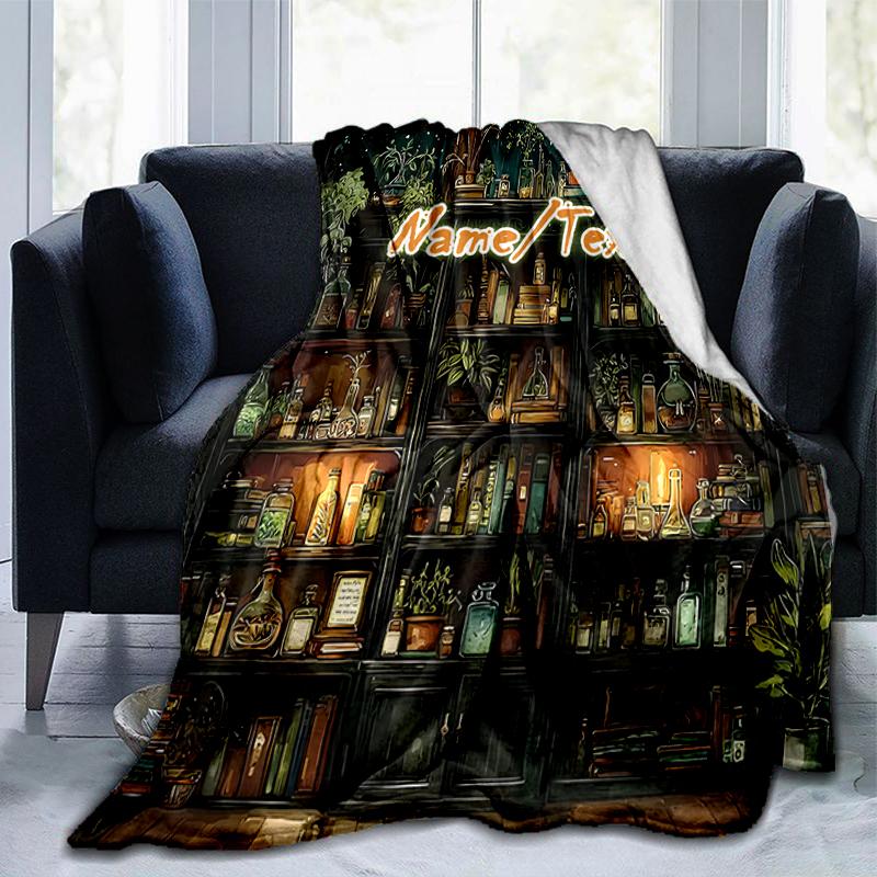 1PC Custom Name Herbal Magic Shelf outdooor Flannel blankets Throw Blanket All-Season Throw Gift Bedspread for Couch, Bed, Camping Holiday Birthday gi