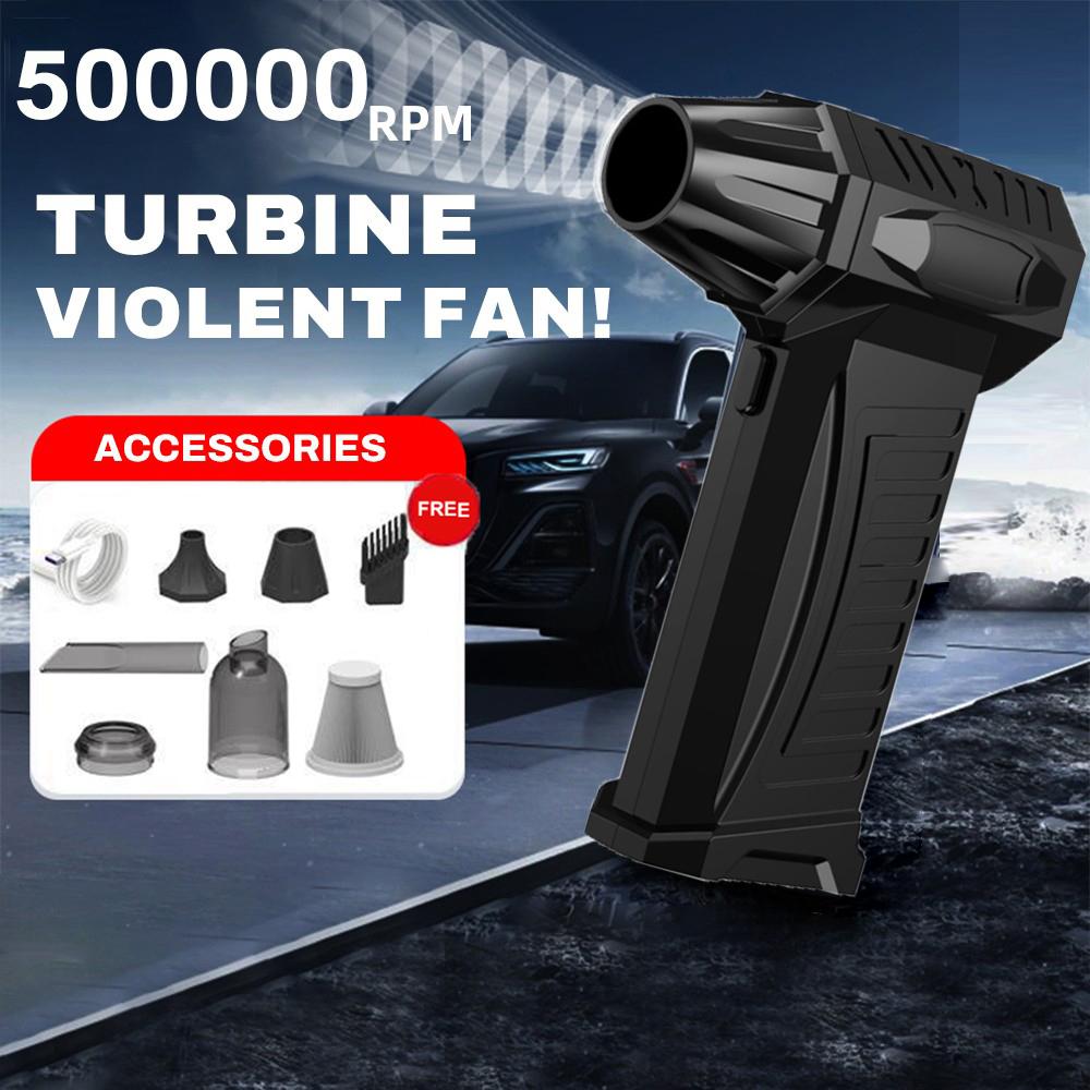 New 500000RPM Violent Fan Powerful Air Blower Vacuum Dust Cleaner Type-C Charging Winds 58m/s Brushless Turbo Jet Blower Dryer