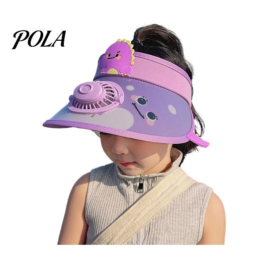 Children Cooling Beach Hat Cartoon Kids Sun Visor with USB Charging Fan UPF50+ Summer Curved for Outdoor Empty Top Wide Brim Sunhat Boys Girls