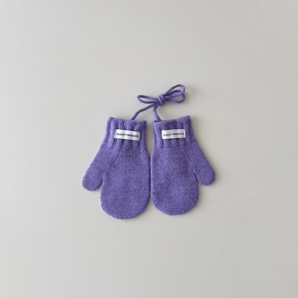 Korean Style Kids Mittens with Love Heart Pattern Ins Fashion Winter Gloves with Anti-Loss Neck Cord Warm Baby Toddler Mittens