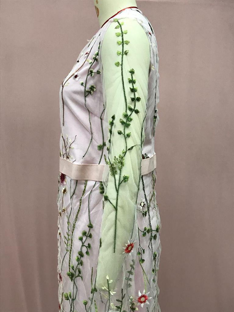 New Bohemian Lace Mesh Floral Embroidered Women's Dress