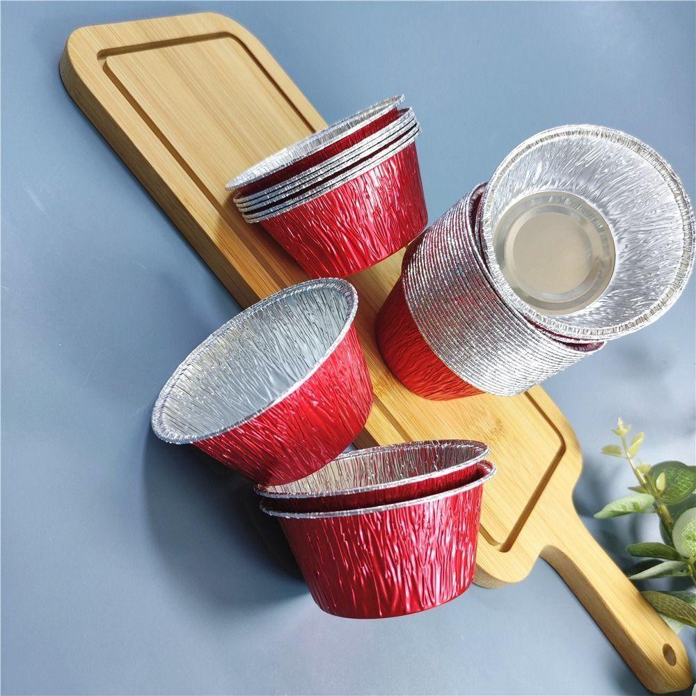 50Pcs Disposable Baking Cup Tray Food Grade Cupcake Mold Aluminum Tin Foil Baking Pans  Pudding