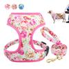 New Adjustable Cute Printed Soft Mesh Pet Puppy Cat Dog Harness Leash Set Walking Lead for Small Medium Dogs Cats Chihuahua