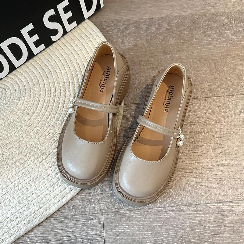 Хит продаж 2025 Новые туфли Мэри Джейн женские Британский стиль Круглый носок Толстая подошва Летние С низкой выемкой Одинарные туфли Удобные