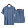 Men's Ice Silk Pajamas Summer Short-sleeved Suit Casual Thin Round Neck Home Service Plus Size