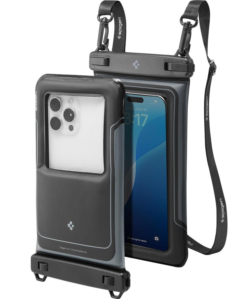 Водонепроницаемый чехол Spigen Floating IPX8 Плавающий чехол с воздушной подушкой для и ACS09348 A611P (2-Pack) iPhone, Pixel, Xperia, (Матовый черный)