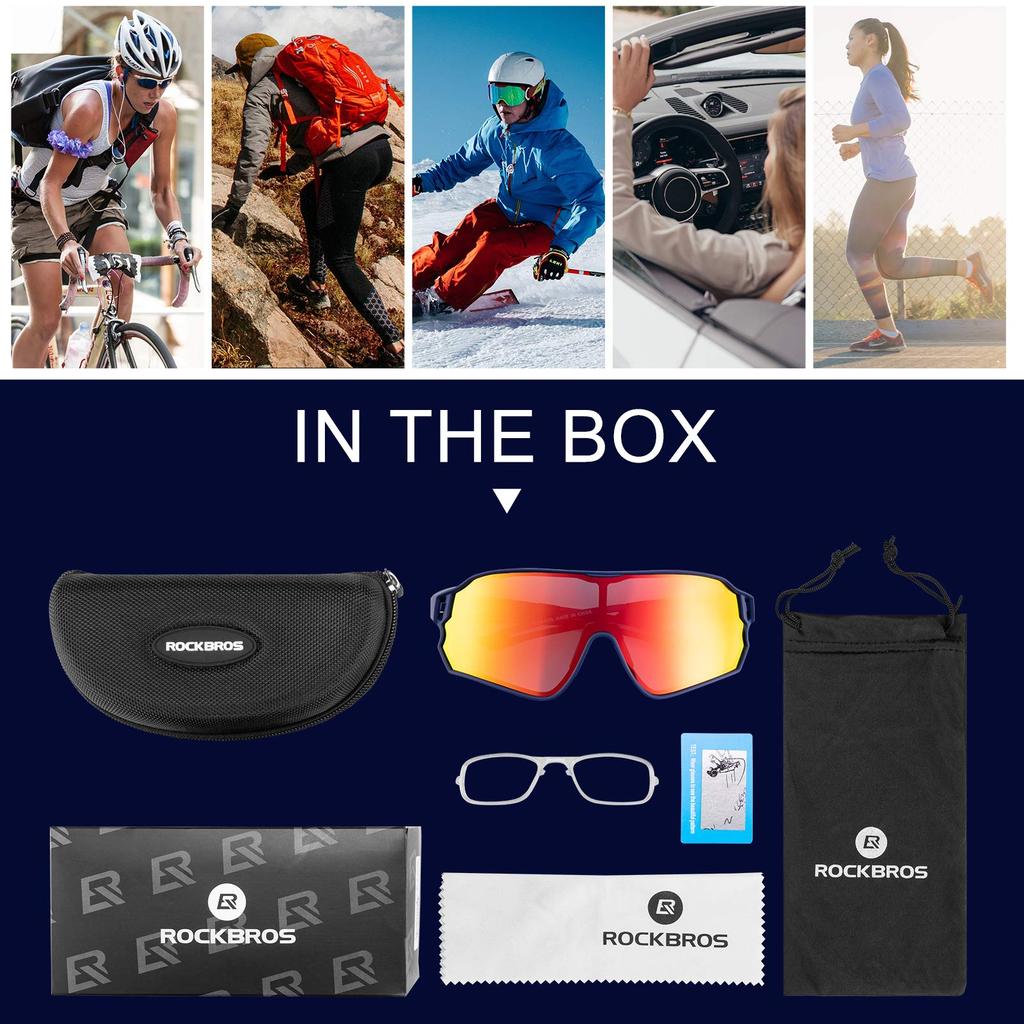 ROCKBROS Polarized Sunglasses, Sports Sunglasses for Cycling, Ultra Lightweight, UV400 Protection, Unisex, for Fishing, Baseball, Running, and Golf