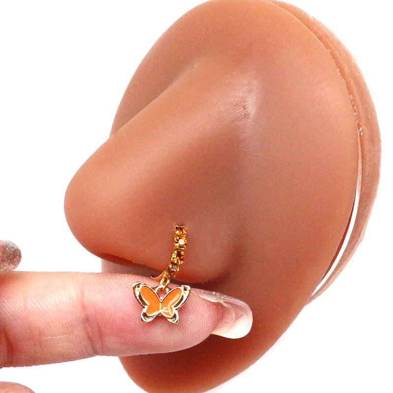 Gaby Cat Head Nose Stud with Butterfly, Five-Star, and Crown Designs - Piercing Jewelry