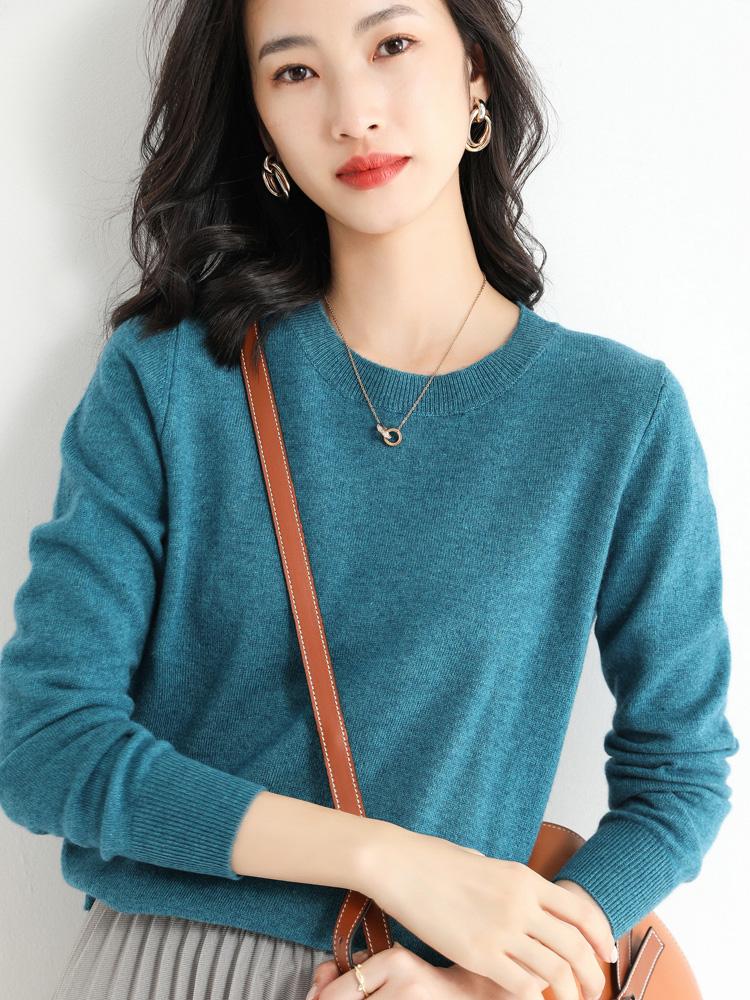 Winter Classic Style Cashmere Pullover Fashion Merino Wool Sweater Round Neck Long Sleeve Knitwear Soft Warm Basic' Clothing Top