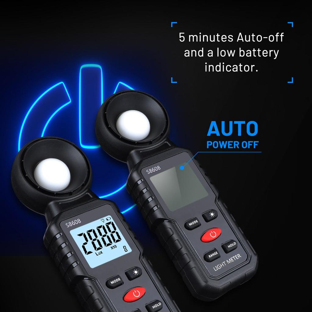 Mcbazel Цифровой измеритель освещенности Люкс ЖК-яркость Освещение растений Японская инструкция в комплекте Черный измеритель, 200 000 измерений, Дисплей,