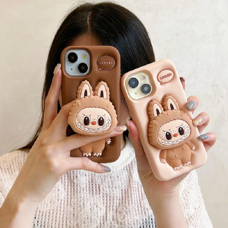 1Pc Kawaii Labubu Phone Case Holder Anti Slip Anti Fall Protective Cover Cute Cartoon Suitable for Iphone15promax Iphone13pro 14pro