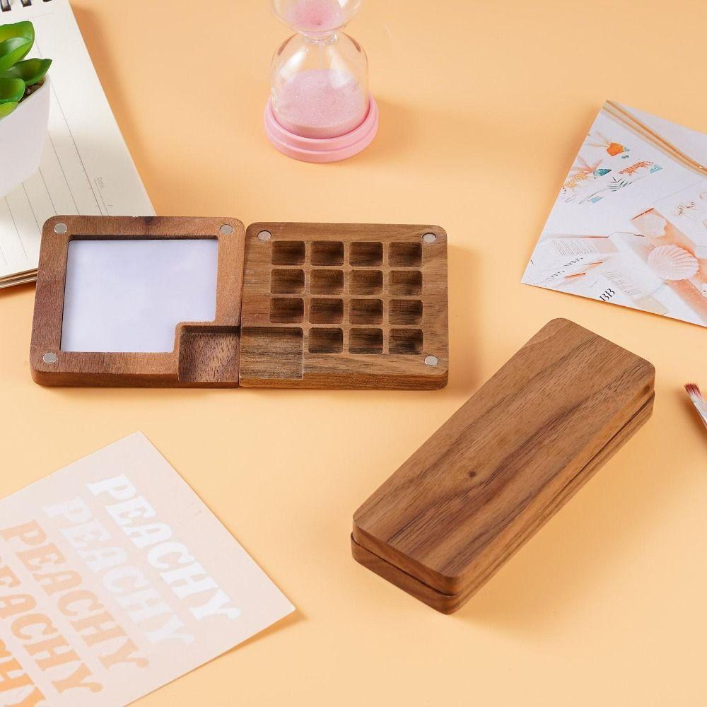 Empty Magnetic Sketch Wooden Portable Watercolor Painting Tool Painting Tray Paint Box Palette