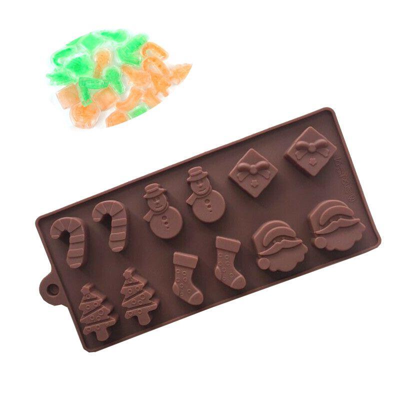 Рождественская силиконовая форма для шоколада Санта с дизайнами оленя, Санты и снеговика