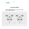 European German Standard Dual USB and Type C Socket Panel