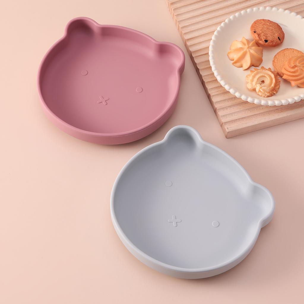 Color Kids 1 шт. Мультяшный медведь Силиконовая миска для кормления Нескользящая посуда Тарелки Не содержит БФА Младенец Малыш Еда Детская посуда