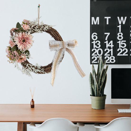 Искусственный цветочный венок из ротанга для входной двери, гирлянда из цветочных веток ручной работы для свадеб, дней рождения, вечеринок, настенных украшений