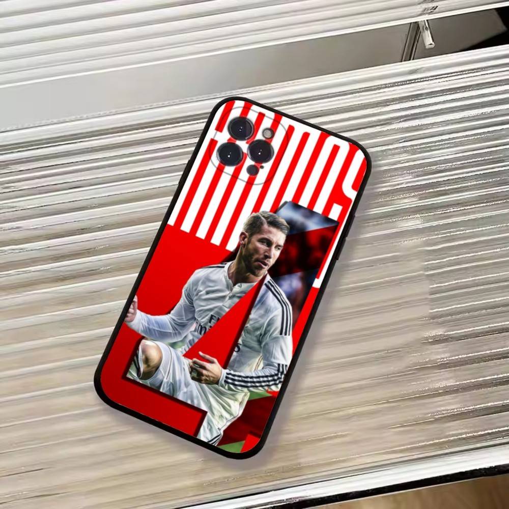 Футбольная поддержка S-Серхио Рамос Чехол для телефона для iPhone 17,16,15,14,13,12,11 Plus,Pro Max,XS,Мягкий силиконовый черный чехол