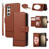 Кожаный чехол-книжка с зеркалом и держателем для карт для Samsung Z Fold 6/7, Crossbody