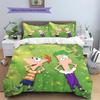 Phineas and Ferb Pattern Bedding Quilt Set  Home Decoration  Gift (1 * duvet cover + 2 * pillowcase  without core)