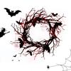 Венок на Хэллоуин в виде летучей мыши, черные венки из веток с красной светодиодной подсветкой, венок на Хэллоуин в виде летучей мыши для украшения дома на вечеринку в честь Хэллоуина