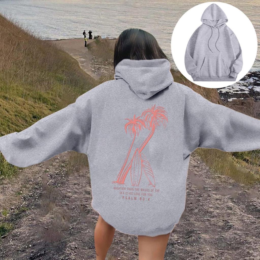 Женская модная толстовка с длинным рукавом, принтом букв, капюшоном, завязками, большим карманом, толстовка сверху