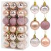 New 36Pcs Rose Gold Plastic Christmas Balls Ornament 4cm Hang Pendant Ball Indoor New Year Xmas Tree Decor Home Christmas Decora
