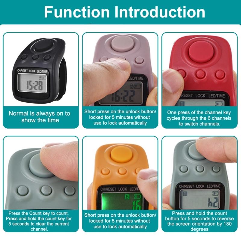 Ручной счетчик 6-значный счетчик пальцев Кликеры Перезаряжаемый счетчик кругов Ручной счетчик кликов