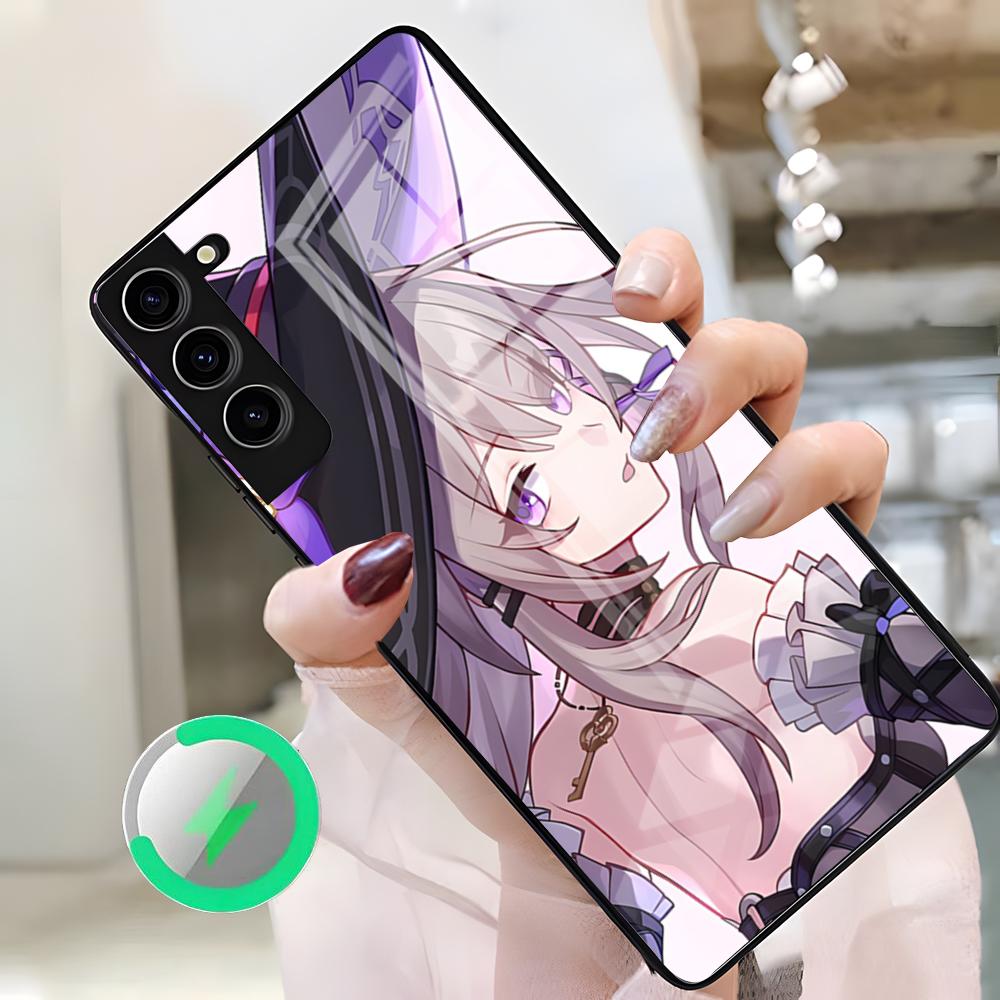 Чехол для телефона Honkai Star Rail Herta для Samsung S26 Ultra S25 Edge S23 S22 S21 S20 Ultra Plus S24 Fe A25 Магнитная стеклянная крышка