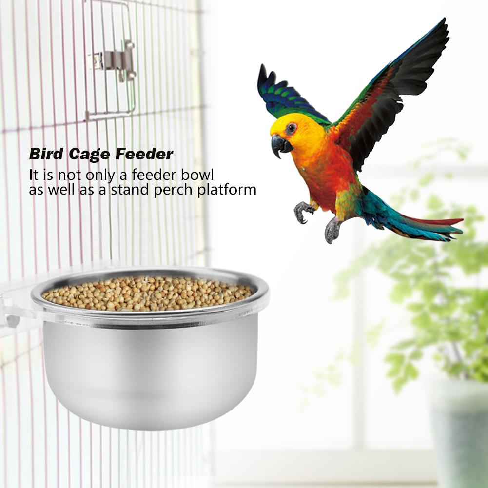 Bird Cage Food Water Feeder Bowl   Rack Parrot Parakeet Cage Accessories