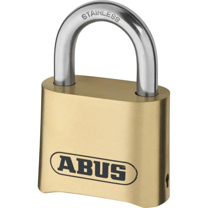 Cadenas à combinaison - ABUS - 180IB/50 B/DFNLI - Corps laiton forgé - Anse inox - Code numérique à quatre chiffres