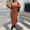 Ayollar Bodycon Uzun Ko'ylak Sling-bo'yin Chuqur Bo'yin Uzun Qisma Asosiy Ko'ylak Klub Ta'til Partiyasi Maksi Ko'ylak Bir Rang Nafas Oladigan Yengil Vaznli Qulay Ko'ylak