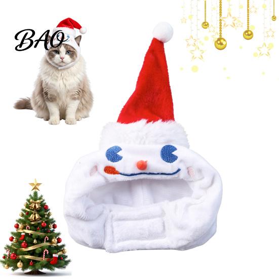 Small Dog Holiday Costume Christmas Snowman Pet Hat for Cats And to Medium Dogs, Soft Decorative Parties Plush Festive Accessory with Embroidered