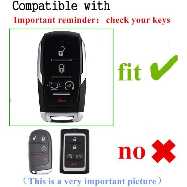 Leather Compatible with ram Key fob Cover for Dodge 2025 RAM 1500 2500 3500 Accessories 5 Buttons Keychain