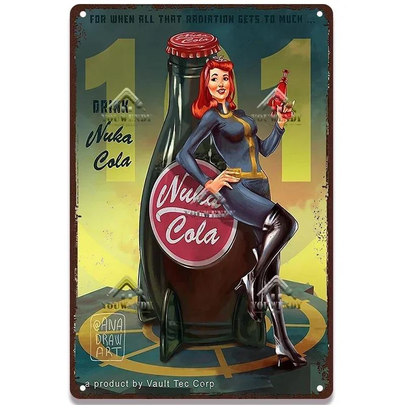 Металлическая табличка с постерами напитка Nuka Cola - Идеальный декор для стены паба, игровых зон, ретро-игровой тематики, металлическое искусство