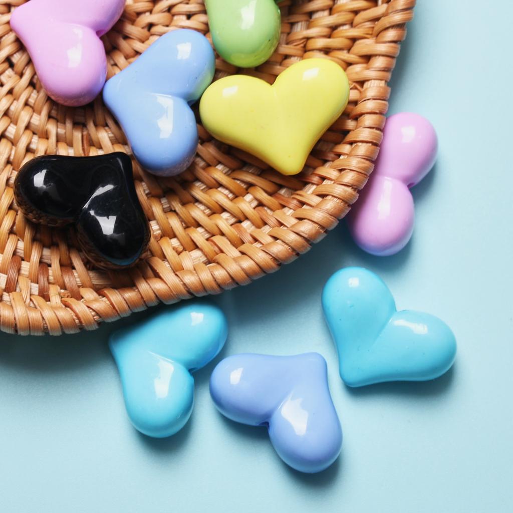 Бусины-разделители ручной работы, красочные фурнитура для изготовления ювелирных изделий, свободные 17 мм * 22 мм, DIY браслет в форме сердца, ожерелье, акрил ярких цветов, большие 10 шт.