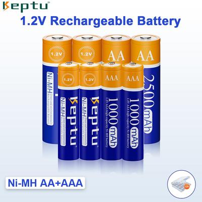 Аккумуляторные батареи KEPTU Long-life 2500mAh 1.2V AA, аккумуляторная батарея 1000mAh 1.2V AAA для игрушечного фонарика-камеры