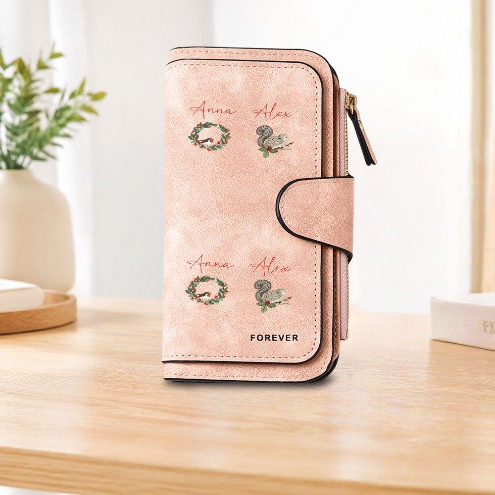 Anna Alex Squirrel Bird Long Zipper Wallet, Large Capacity Card Holder, Unisex Clutch Bag, Fashionable Zipper Coin Purse, Suitable for Daily Use, A